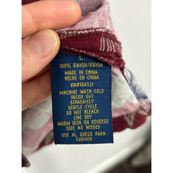 Island Traders Hawaiian Short Sleeve Button-Up Shirt L Red Floral Print - Picture 6 of 9